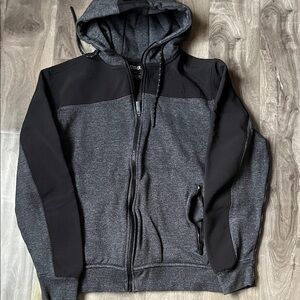 Men's CSG Charcoal & Black Hooded Zip Sweater